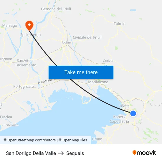 San Dorligo Della Valle to Sequals map