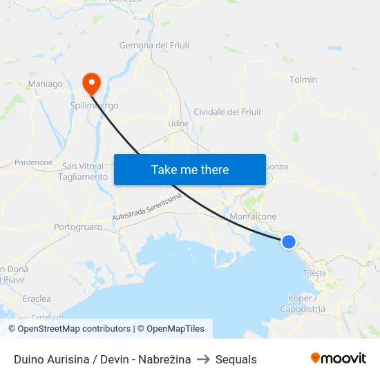 Duino Aurisina / Devin - Nabrežina to Sequals map