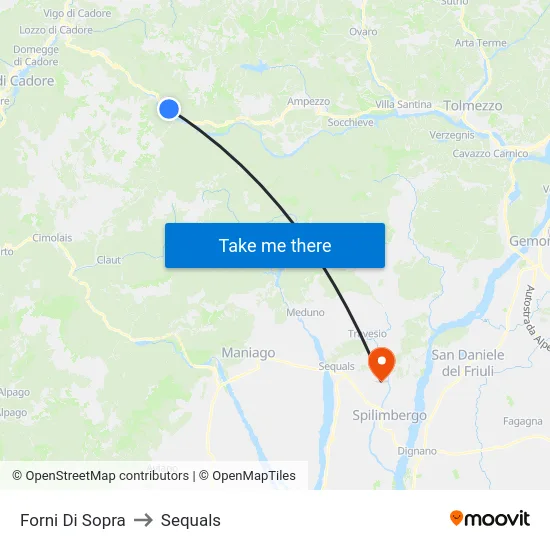 Forni Di Sopra to Sequals map