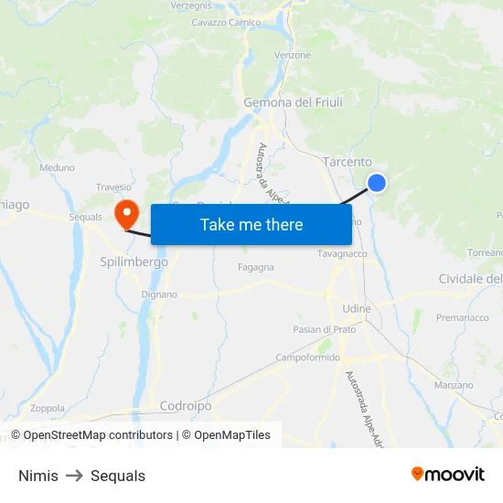 Nimis to Sequals map
