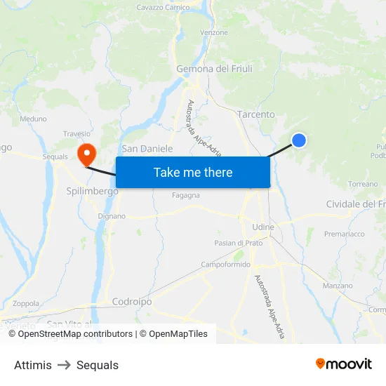 Attimis to Sequals map