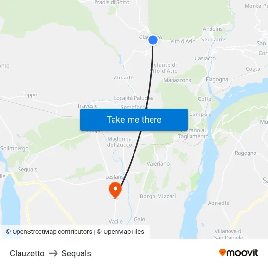 Clauzetto to Sequals map