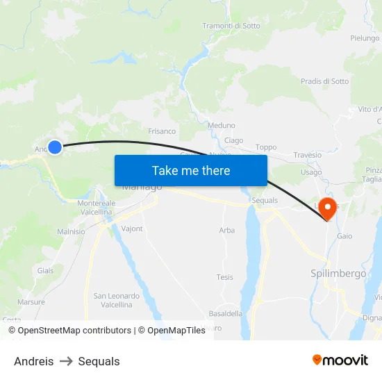 Andreis to Sequals map