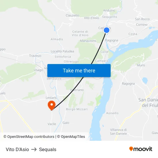 Vito D'Asio to Sequals map