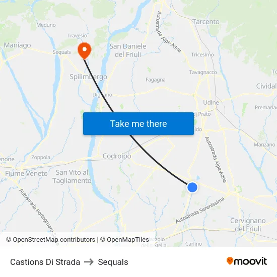 Castions Di Strada to Sequals map
