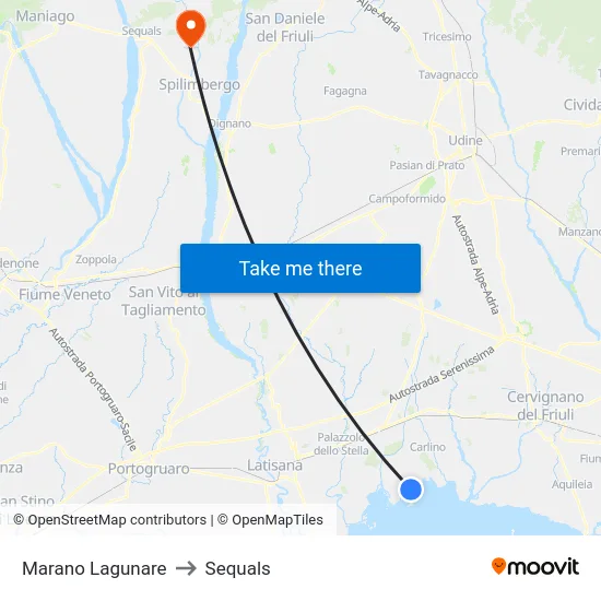 Marano Lagunare to Sequals map