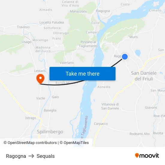 Ragogna to Sequals map