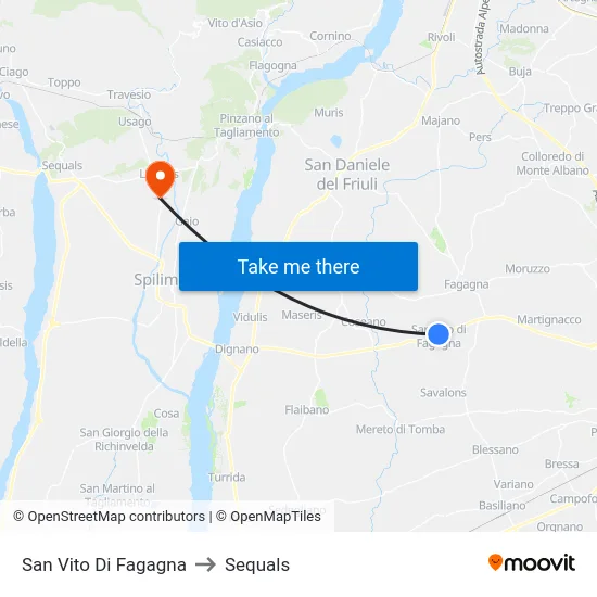 San Vito Di Fagagna to Sequals map