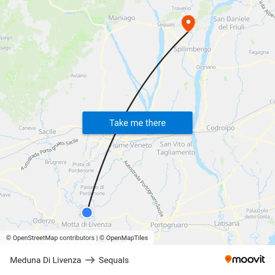 Meduna Di Livenza to Sequals map