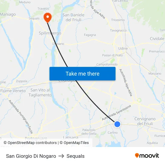 San Giorgio Di Nogaro to Sequals map