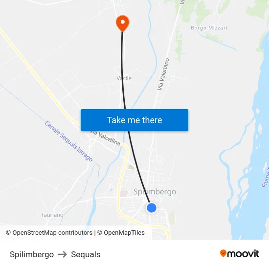Spilimbergo to Sequals map