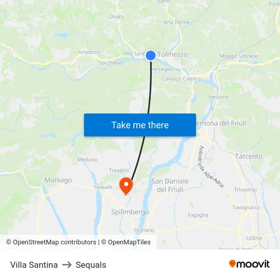 Villa Santina to Sequals map