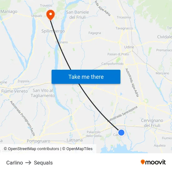 Carlino to Sequals map
