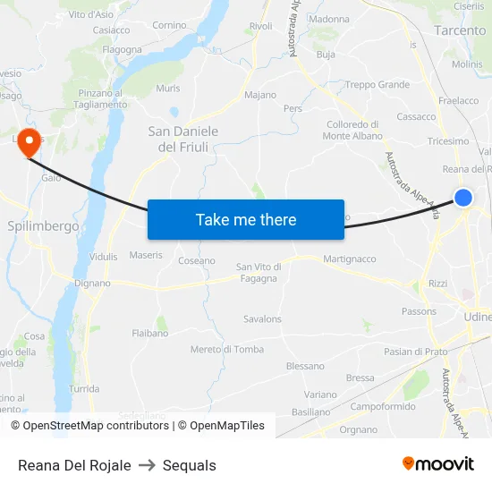 Reana Del Rojale to Sequals map