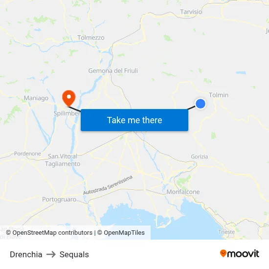 Drenchia to Sequals map