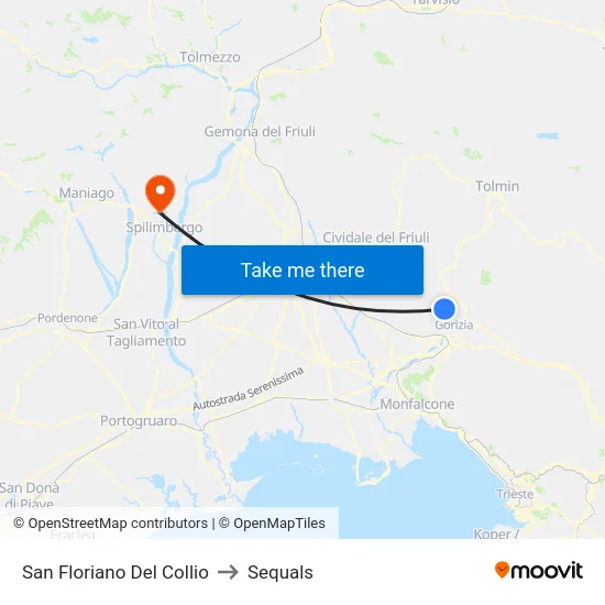 San Floriano Del Collio to Sequals map