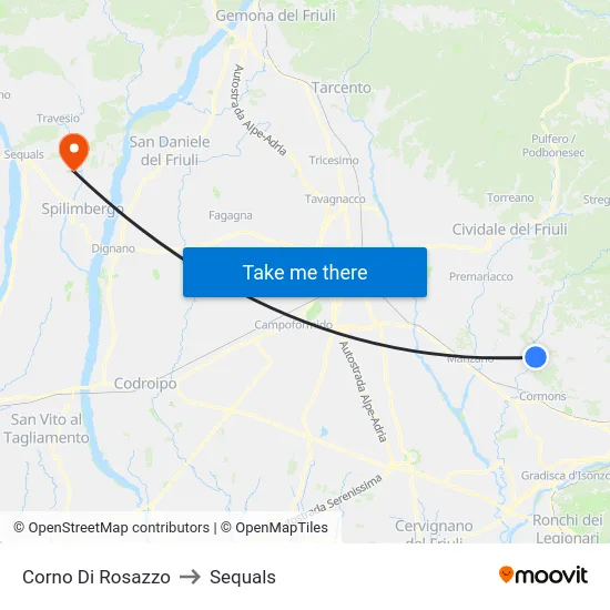 Corno Di Rosazzo to Sequals map