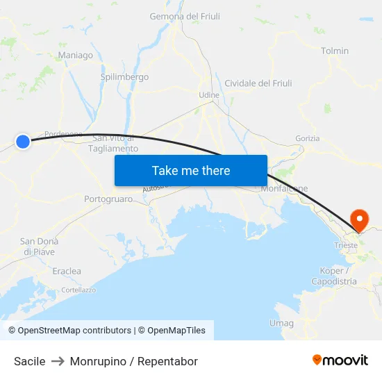Sacile to Monrupino / Repentabor map