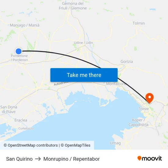 San Quirino to Monrupino / Repentabor map