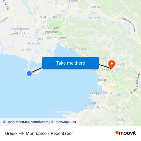 Grado to Monrupino / Repentabor map