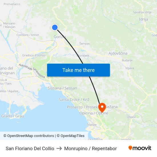 San Floriano del Collio to Monrupino / Repentabor map