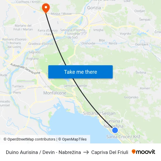 Duino Aurisina / Devin - Nabrežina to Capriva del Friuli map