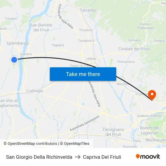 San Giorgio della Richinvelda to Capriva del Friuli map