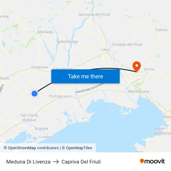 Meduna di Livenza to Capriva del Friuli map