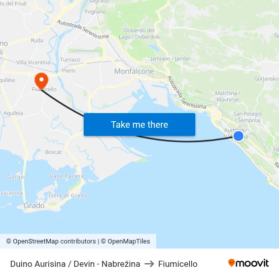 Duino Aurisina / Devin - Nabrežina to Fiumicello map