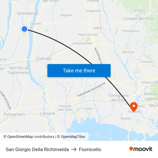 San Giorgio della Richinvelda to Fiumicello map