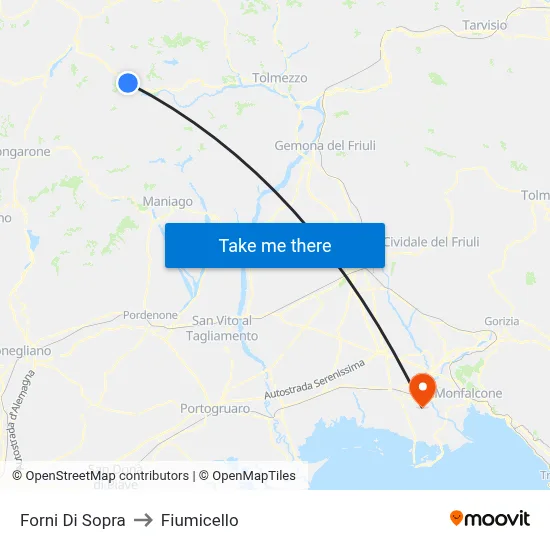 Forni Di Sopra to Fiumicello map