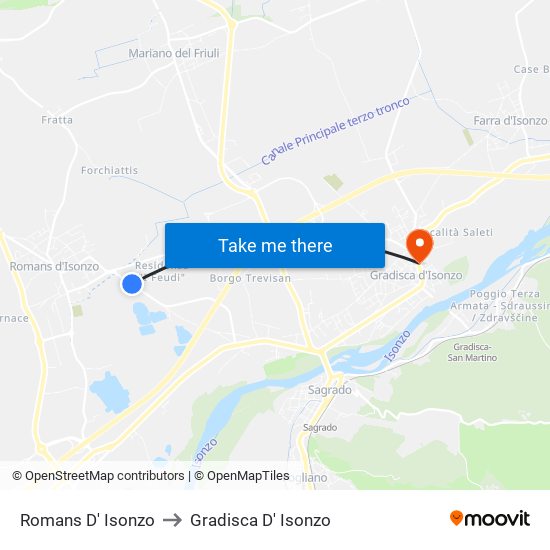 Romans D' Isonzo to Gradisca D' Isonzo map