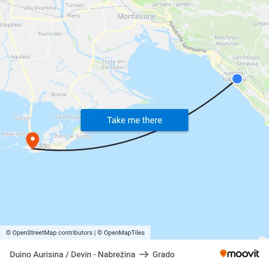 Duino Aurisina / Devin - Nabrežina to Grado map