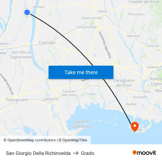 San Giorgio della Richinvelda to Grado map
