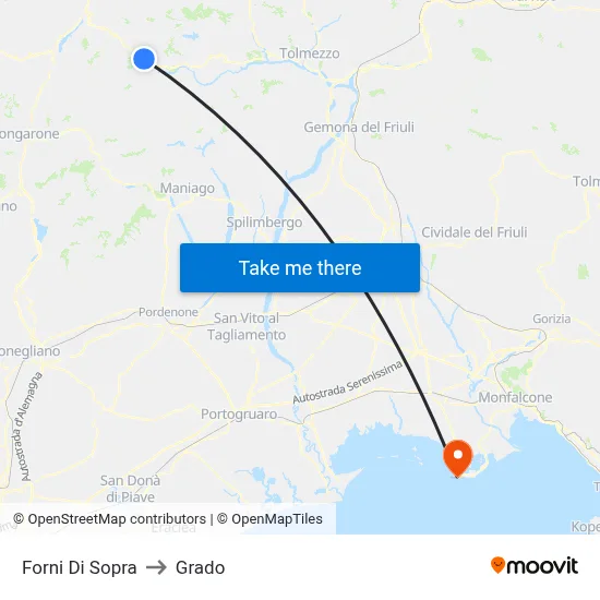 Forni Di Sopra to Grado map
