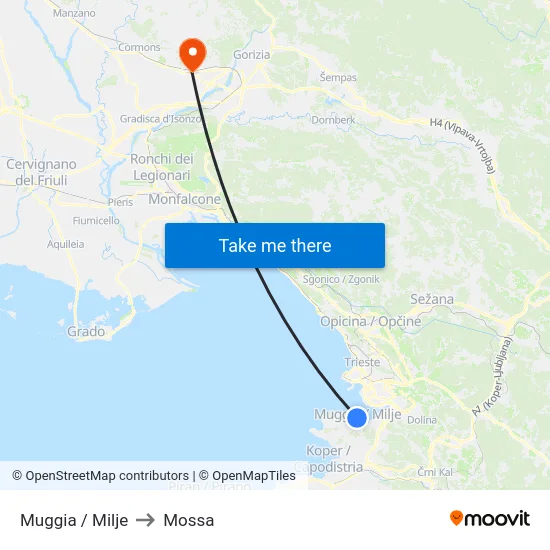 Muggia / Milje to Mossa map