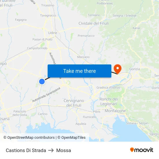 Castions Di Strada to Mossa map