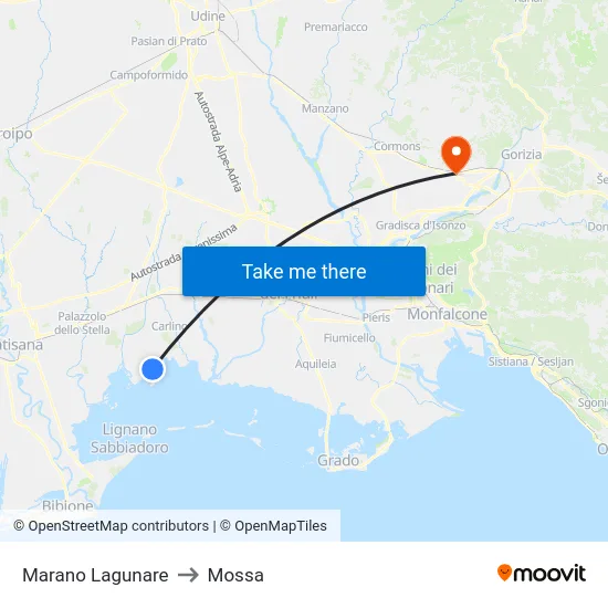 Marano Lagunare to Mossa map