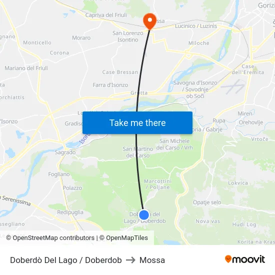Doberdò Del Lago / Doberdob to Mossa map