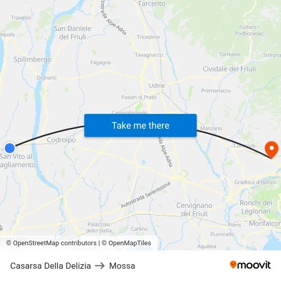 Casarsa Della Delizia to Mossa map