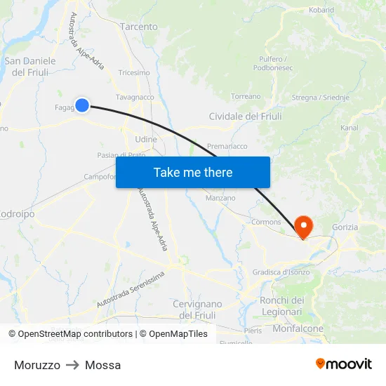 Moruzzo to Mossa map