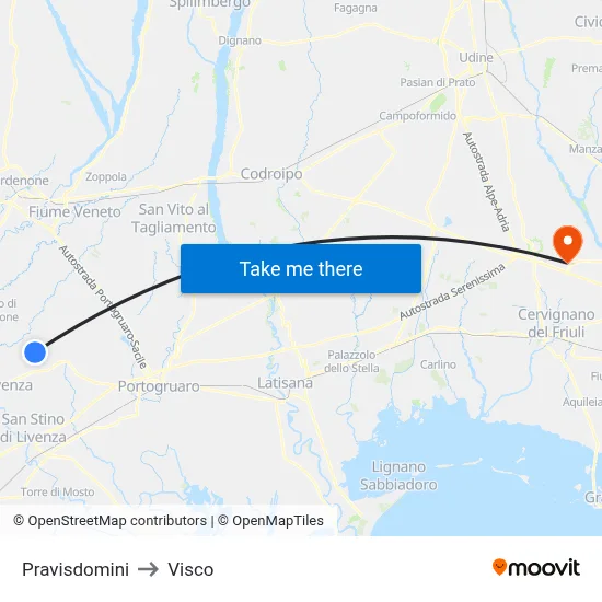Pravisdomini to Visco map