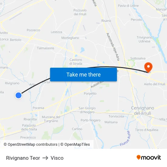 Rivignano Teor to Visco map