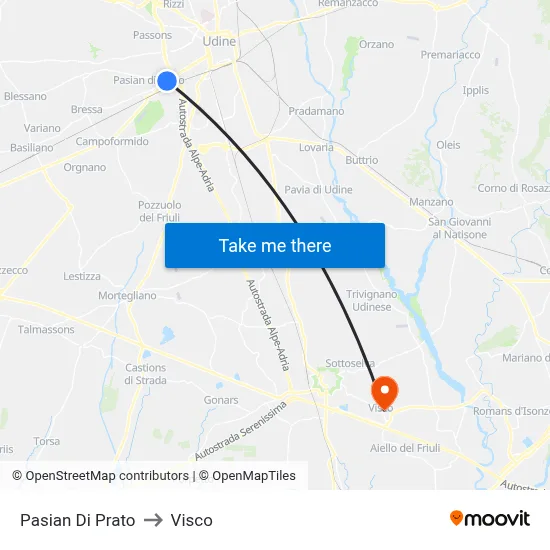 Pasian di Prato to Visco map