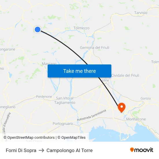 Forni Di Sopra to Campolongo al Torre map