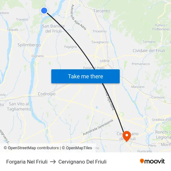Forgaria Nel Friuli to Cervignano Del Friuli map