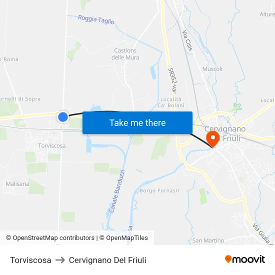 Torviscosa to Cervignano del Friuli map