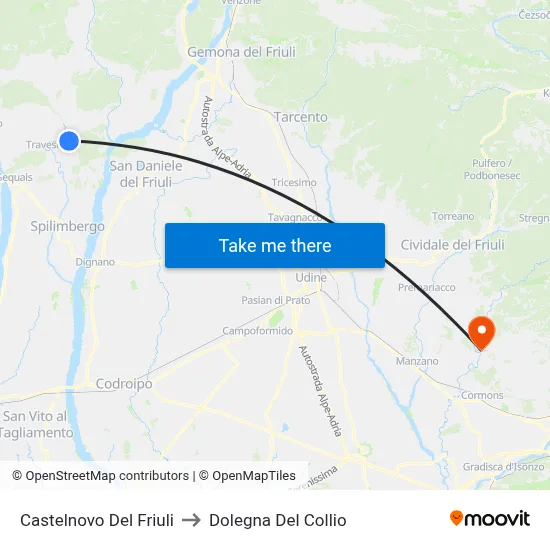 Castelnovo del Friuli to Dolegna del Collio map