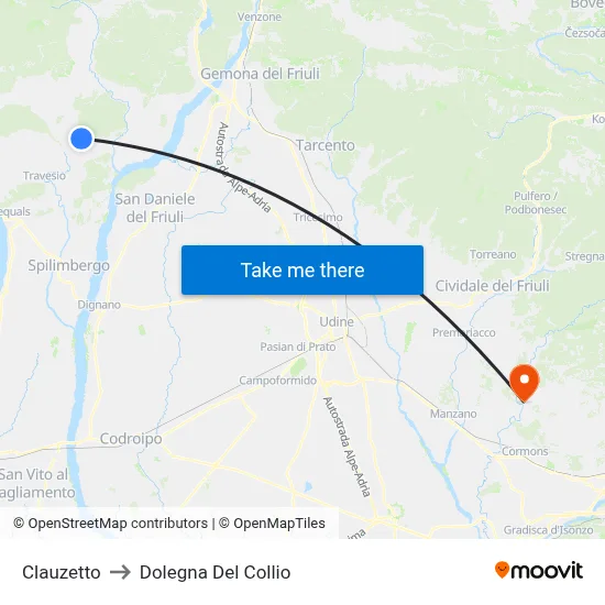 Clauzetto to Dolegna Del Collio map