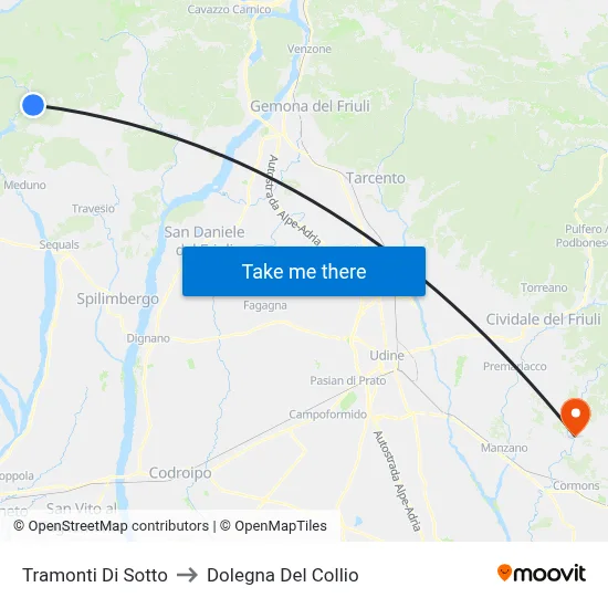 Tramonti di Sotto to Dolegna del Collio map